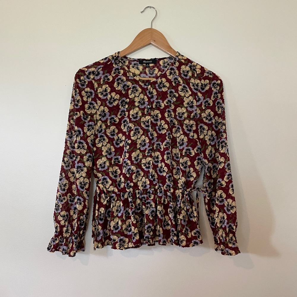 Madewell Burgundy Floral Blouse